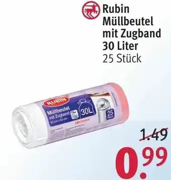 Rossmann Rubin Müllbeutel mit Zugband 30L Angebot