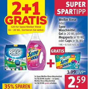 Rossmann Weißer Riese oder Spee Waschmittel Gel oder Megaperls oder Caps Angebot