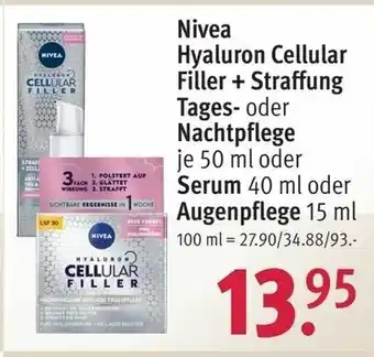 Rossmann Nivea Hyaluron Cellular Filler + Straffung Tages oder Nachtpflege 50ml oder Serum 40ml oder Augenpflege 15ml Angebot