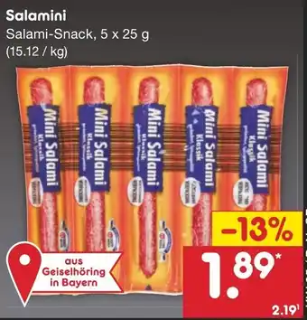 Netto Getränke Discount Salamini Salami Snack 5 x 25 g Angebot