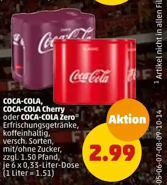 PENNY Coca-cola, coca-cola cherry oder coca-cola zero cola Angebot