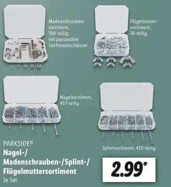 Lidl Parkside nagel-/madenschrauben-/splint-/flügelmuttersortiment Angebot