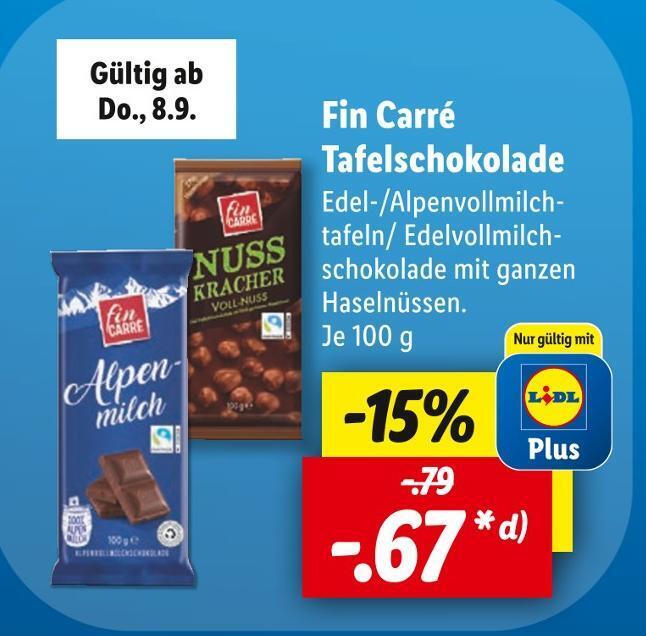Fin carré tafelschokolade Angebot bei Lidl