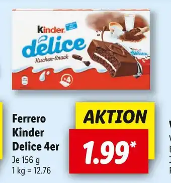 Lidl Ferrero kinder delice 4er Angebot