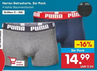 Netto Getränke Discount Puma Herren Retroshorts, 2er Pack Angebot