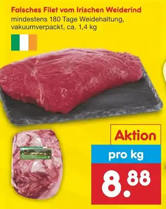 Netto Getränke Discount Falsches Filet vom Irischen Weiderind 1,4 kg Angebot