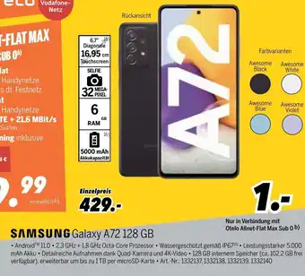 MEDIMAX Samsung Galaxy A72 128 GB Angebot