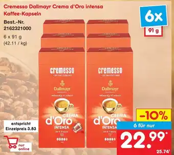 Netto Getränke Discount Cremesso Dallmayr Crema d'Oro intensa Kaffee Kapseln 6 x 91 g Angebot