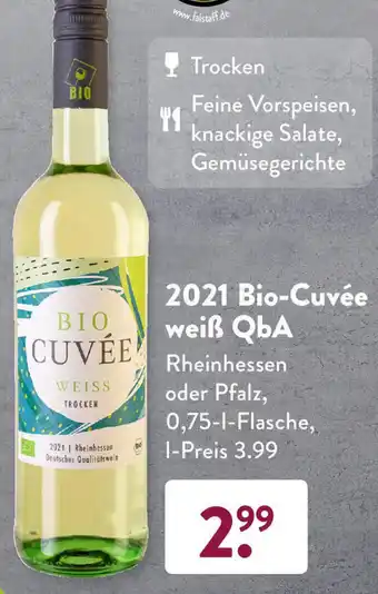 Aldi Süd 2021 Bio Cuvée weiß QbA 0,75 L Flasche Angebot