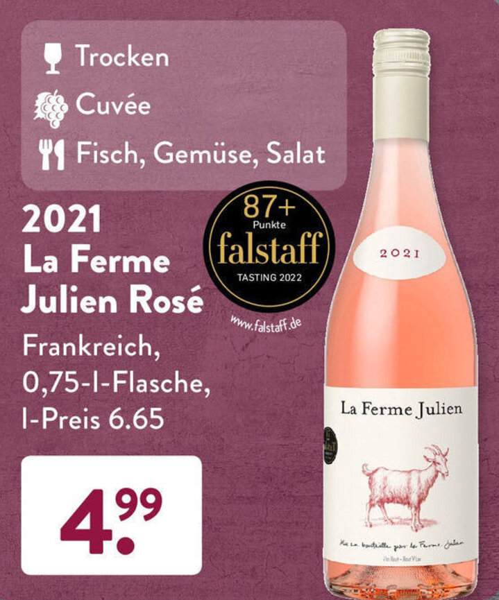 2021 La Ferme Julien Rosé 0,75 L Flasche Angebot bei Aldi Süd