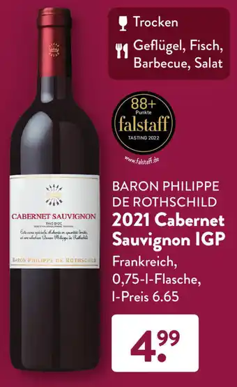 Aldi Süd Baron Philippe de Rothschild 2021 Cabernet Sauvignon IGP 0,75 L Flasche Angebot