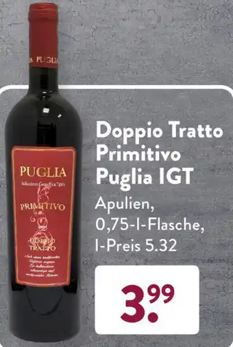 Aldi Süd Doppio Tratto Primitivo Puglia IGT 0,75 L Flasche Angebot