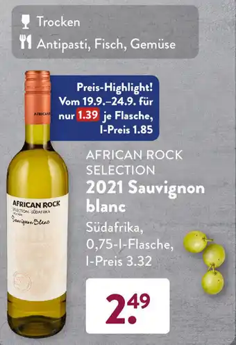 Aldi Süd African Rock Selection 2021 Sauvignon blanc 0,75 L Flasche Angebot