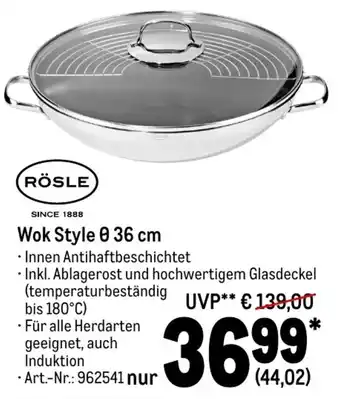 METRO Rösle Wok Style ø 36 cm Angebot