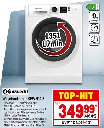 METRO Bauknecht Waschautomat BPW 914 B Angebot