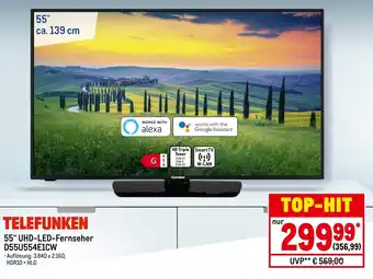 METRO Telefunken 55" UHD LED Fernseher D55U554E1CW Angebot