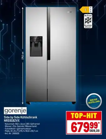 METRO Gorenje Side by Side Kühlschrank NRS9182VX Angebot