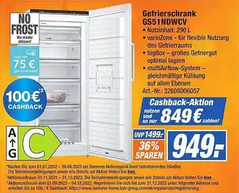 Expert Technomarkt Gefrierschrank gs51ndwcv Angebot