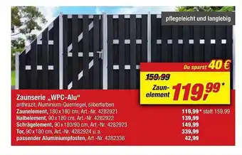 toom Baumarkt Zaunserie „wpc-alu“ Angebot