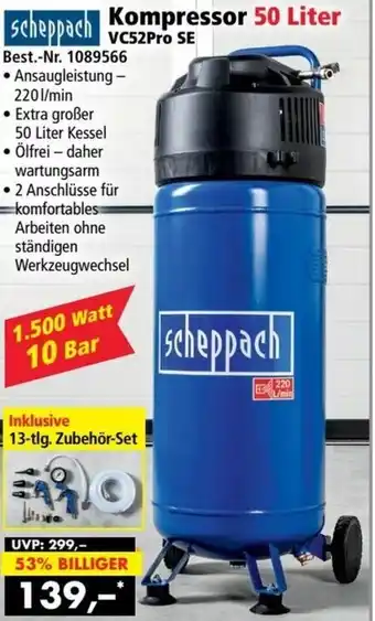 Norma24 Scheppach Kompressor 50 Liter VC52Pro SE Angebot