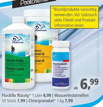 Pfennigpfeiffer Flockfix flüssig 1L, Wasserteststreifen oder Chlorgranulat 1kg Angebot