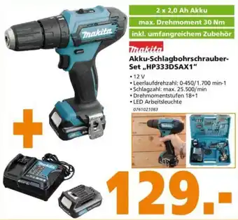 Globus Baumarkt Makita Akku Schlagbohrschrauber Set ,,HP333DSAX1" Angebot