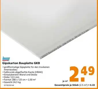 Globus Baumarkt Knauf Gipskarton Bauplatte GKB Angebot