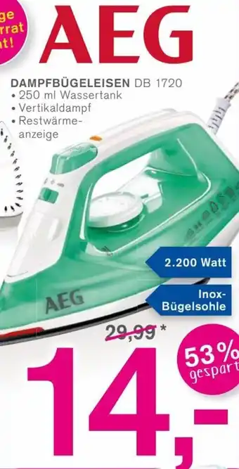 KODi AEG Dampfbügeleisen DB 1720 Angebot