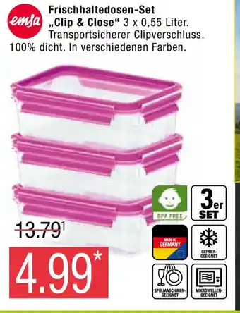 Marktkauf Emsa Frischhaltedosen-Set Clip & Close 3*0,55L Angebot