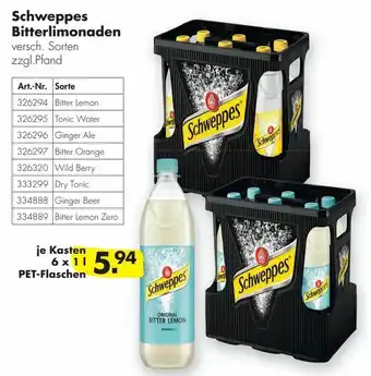 Handelshof Schweppes Bitterlimonaden 6x1L Angebot