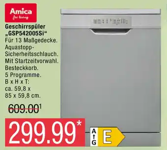 Marktkauf Amica Geschirrspuler GSP542005Si Angebot