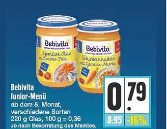 E Reichelt Bebivita Junior-Menü 220g Glas Angebot