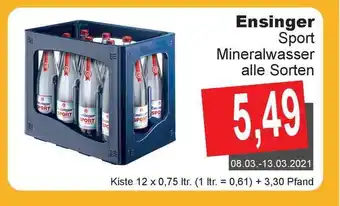 Getränke Göbel Ensinger Sport Mineralwasser 12x0,75L Angebot