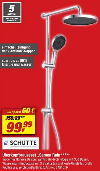 toom Baumarkt Schütte Überkopfbrauseset ,,Samoa Rain" Angebot