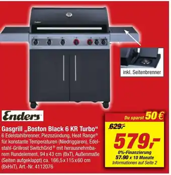 toom Baumarkt Enders Gasgrill ,,Boston Black 6 KR Turbo" Angebot