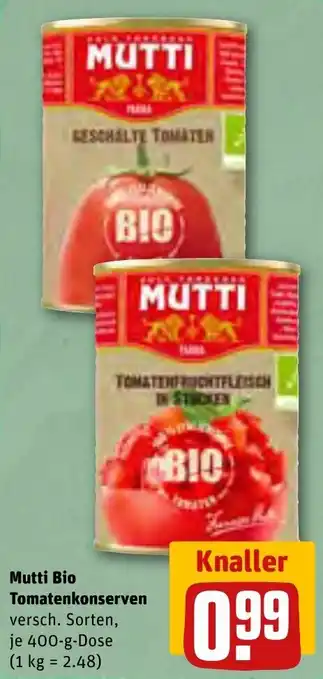 REWE Mutti Bio Tomatenkonserven 400 g Dose Angebot