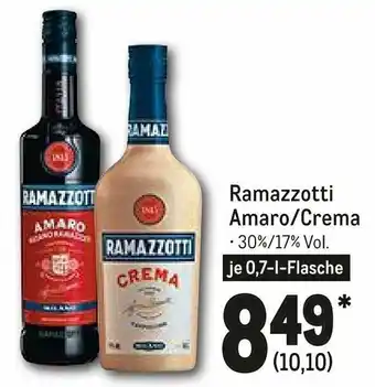 METRO Ramazzotti Amaro oder Crema 0,7L Angebot