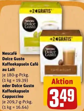 REWE Nescafé Dolce Gusto Kaffeekapseln Café au Lait 180 g oder Dolce Gusto Kaffeekapseln Capuccino 209,7 g Pckg. Angebot