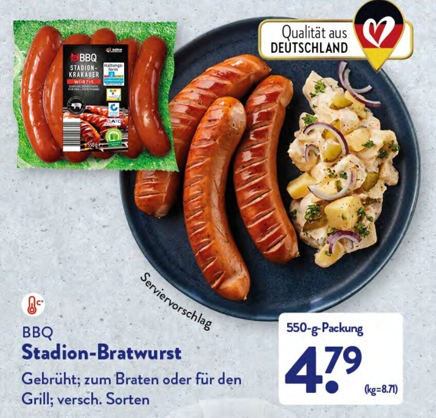 BBQ Stadion Bratwurst 550 g Packung Angebot bei Aldi Nord