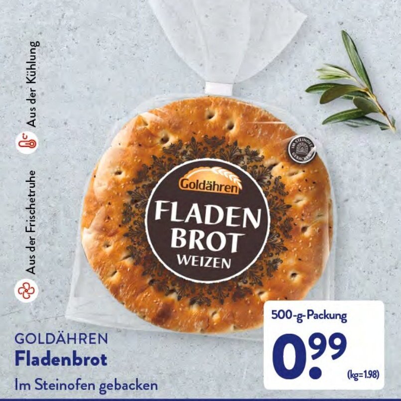 Goldähren Fladenbrot 500 g Packung Angebot bei Aldi Nord