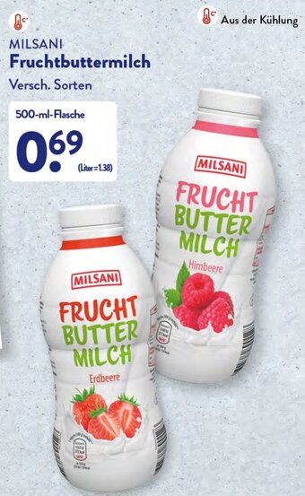 Aldi Nord Milsani Fruchtbuttermilch 500 ml Flasche Angebot