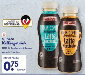 Aldi Nord Milsani Kaffeegetränk 330 ml Flasche Angebot