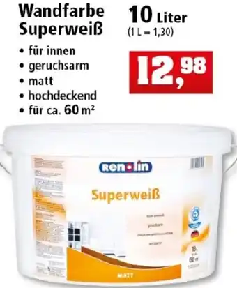 Thomas Philipps Wandfarbe Superweiß 10L Angebot