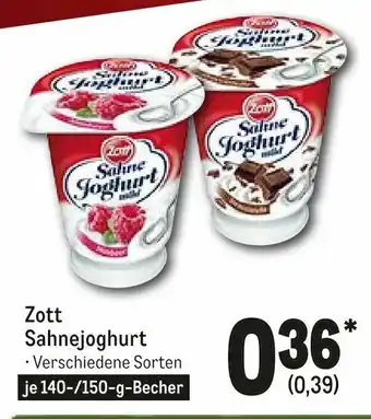 METRO Zott Sahnejoghurt  140-150 g Becher Angebot