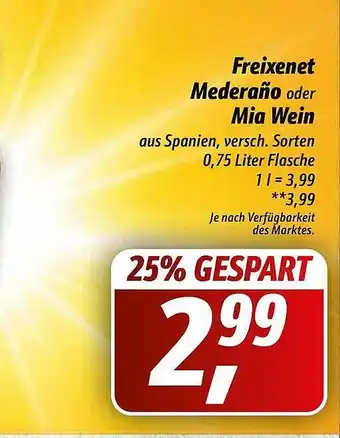 Simmel Freixenet mederaño oder mia wein Angebot