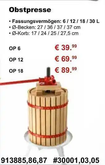 Stabilo Fachmarkt Obstpresse Angebot