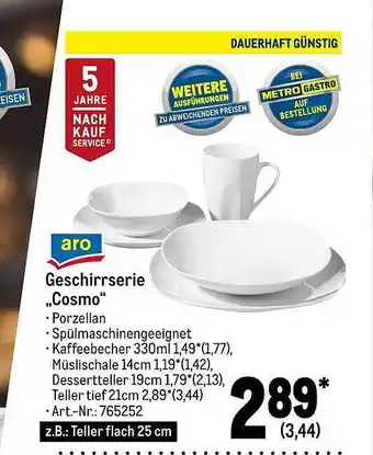 METRO Aro geschirrserie „cosmo“ Angebot