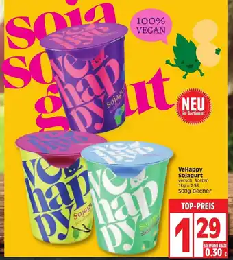 Edeka Vehappy Sojagurt 500g Becher Angebot