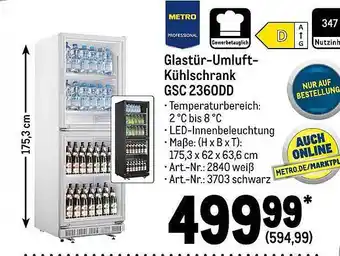 METRO Glastür umluft kühlschrank dsc 2630dd Angebot