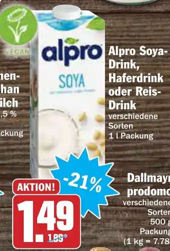 AEZ Alpro Soya Drink, Haferdrink, Reis Drink 1L Angebot